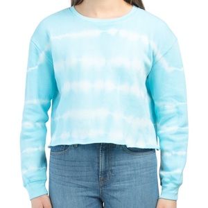 Exist Cropped Distressed Tie Dye Blue Sweatshirt Small Retro Y2K top